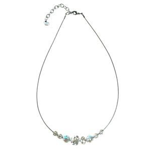 Swarovski Graduating Floating Aurora Borealis Crystals Silver Tone Wire Necklace